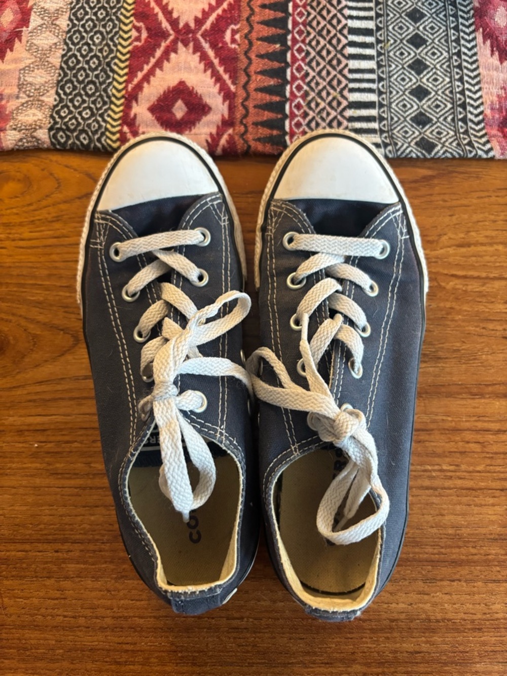 Converse Kids Dark Blue Canvas Sneakers with White Laces